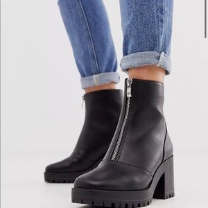 ASOS black chunky heeled zipper boot